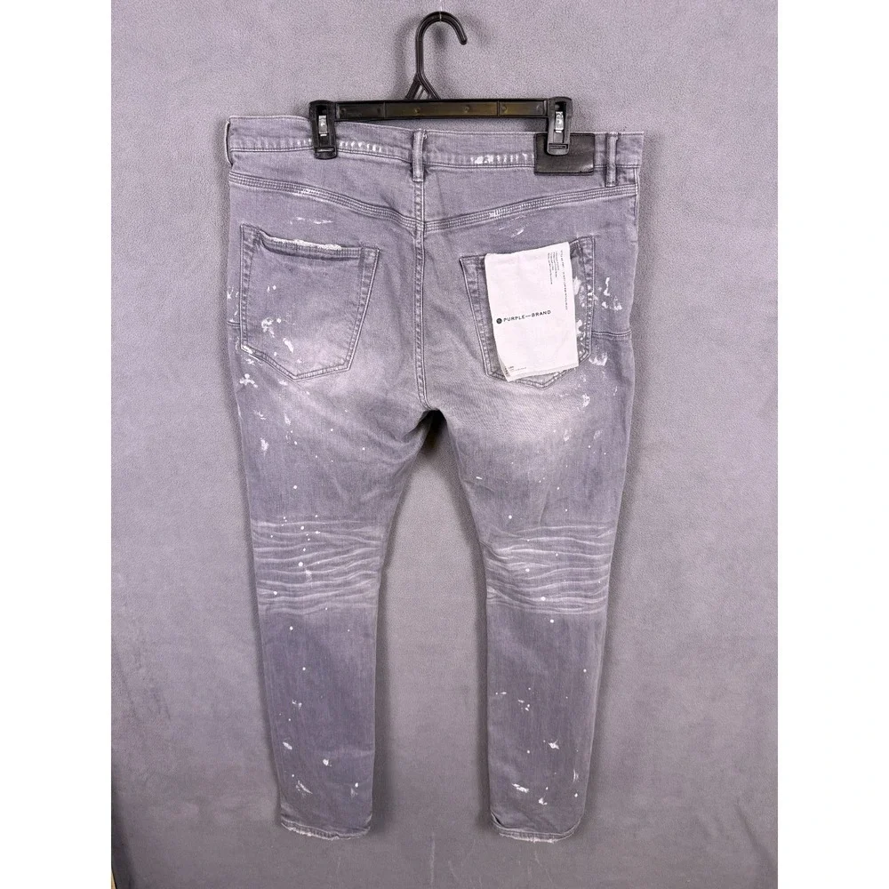 Purple‎ Brand Mens Jeans 36x34 Denim Distressed Low Rise Slim Fit P001 Designer